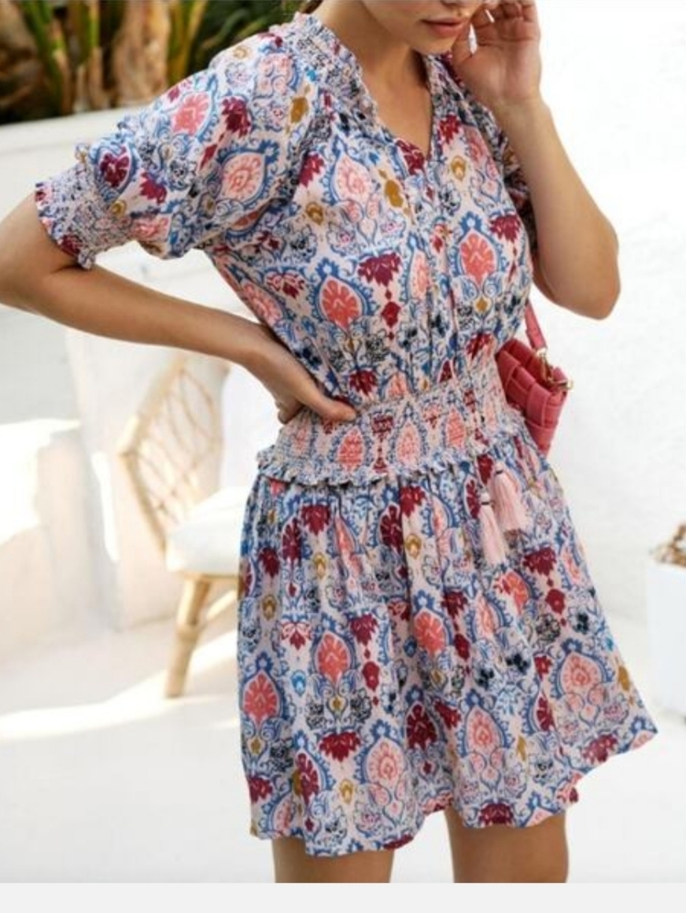 Roller Rabbit Ikat Paisley Fiorella Midi Dress Medium